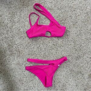 Neon Pink Fashion Nova Cutout Bikini Set